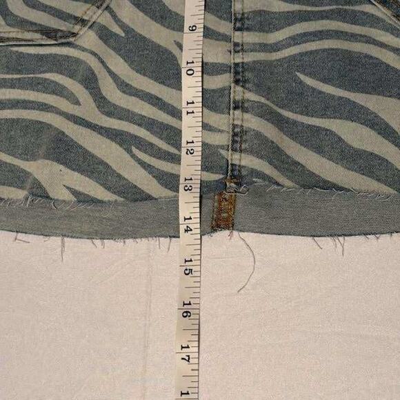 Dakota Blue Y2K Denim Zebra Frayed VINTAGE Side Ruched Mini SkirWomen's Size L - Picture 13 of 14